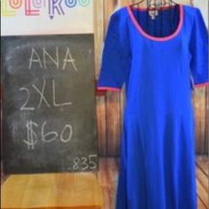 NWT LuLaRoe Ana 2XL pink blue maxi dress